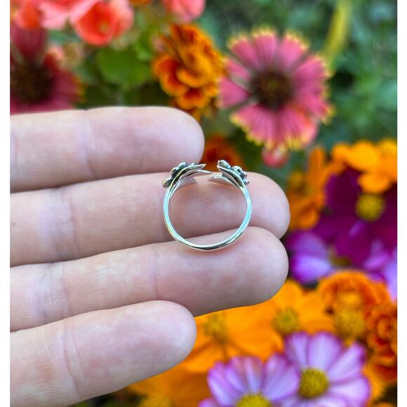 Sterling Silver Adjustable Two Flower Dogwood Ring - Picture 5 of 5